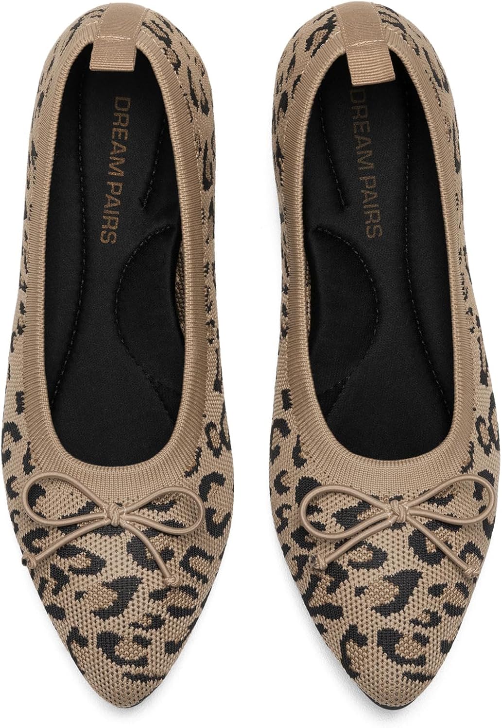 DREAM PAIRS Women's Ballet Knit Flats Foldable Pointed Toe Comfortable Dressy Flat Shoes with Bow-Knot Casual Business Work Office