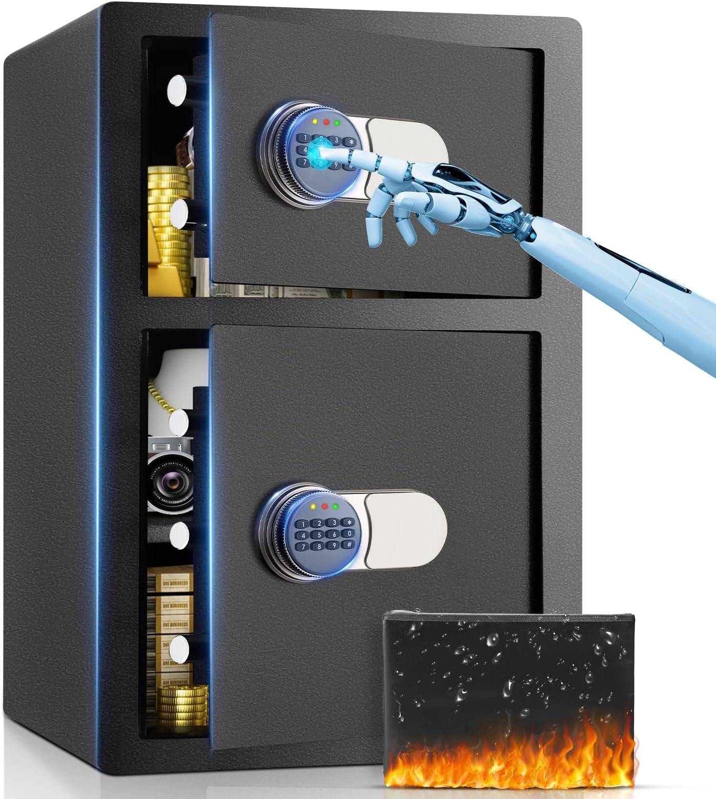 5.0 Cu.ft. Large Safe Box Fire and Water Resistant,Large Double Door Security Safe Box with Alarm System for Valuables and Property