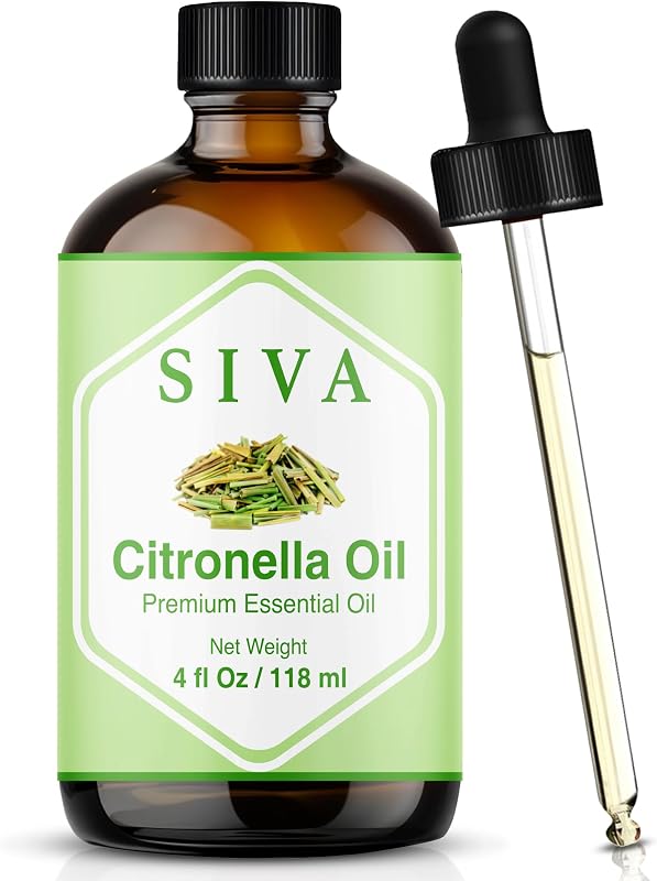Óleo essencial de citronela SIVA ORGANICS com frasco de vidro e conta-gotas, 118 mL