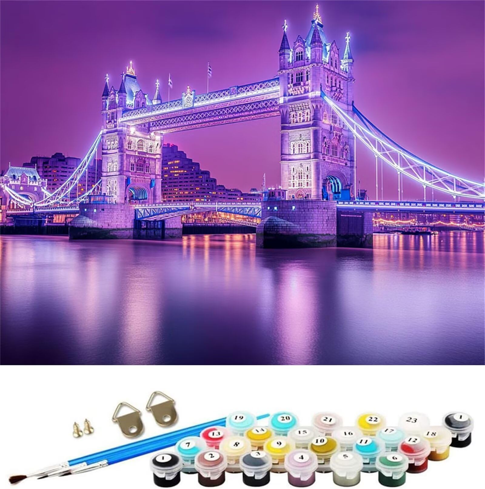 Xeoyenle Women's Paint By Numbers Kits London 50X70cm Large Paint By Numbers For Adults Beginner Bridge,Diy Oil Painting Art With Paintbrushes And Acrylic Pigment,Hobbies For Adults Crafts (Without Frame) M-1199