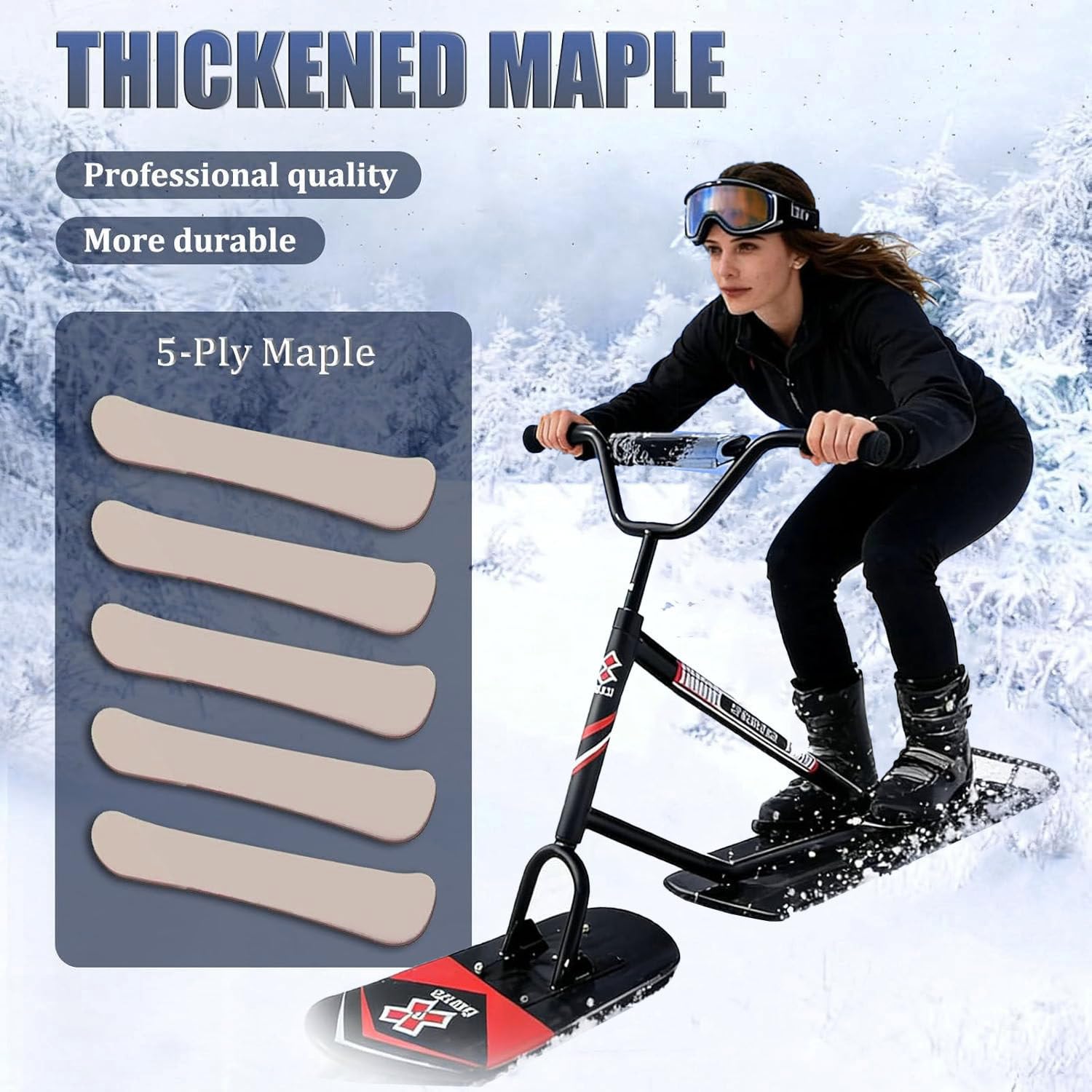 Monopattino Da Neve Girevole a 360° per Adulti E Adolescenti, Snowboard Con Design a Doppio Sci per Una Maggiore Stabilità, Slitta Invernale Adatta a Tutti I Terreni, Peso Massimo 330 Libbre B