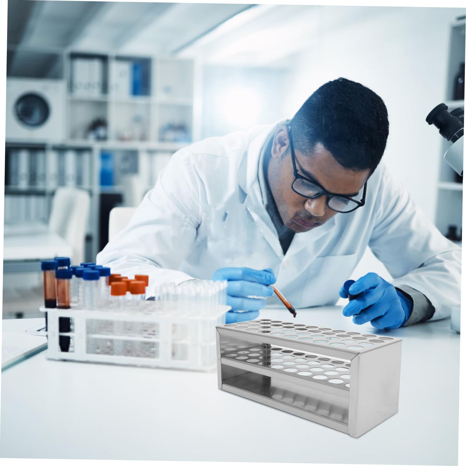 Mobestech 5stücke Laboratory Test Tube Rack Edelstahl Ständer Für Ømm Reagenzgläser Stabiler Für Präzise Experimente Kompakt Und Transportabel Professionell Und Praktisch