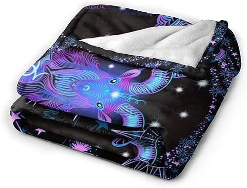 Miniatura 2 de Aries - Manta de franela con constelaciones, cálida y suave, 12 horóscopos, astrología, temática de constelación, decoración del hogar, 60 x 50