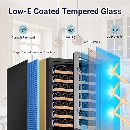 Vista 35 de Tylza Refrigerador de vino de doble zona, refrigerador de vino y bebidas de 24 pulgadas integrado o independiente, nevera de cerveza de vino debajo