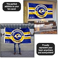 Vista 5 de WinCraft Bandera grande de Los Angeles Rams con botón de parche y logotipo circular de 3 x 5 pulgadas