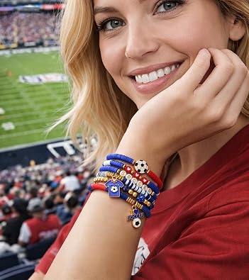 doubgood 2026 World Soccer Cup Soccer Bracelets for Women Men, Stackable Soccer Jewelry Game Day Fan Accessories Gifts for USA Mexico Argentina Soccer Fans