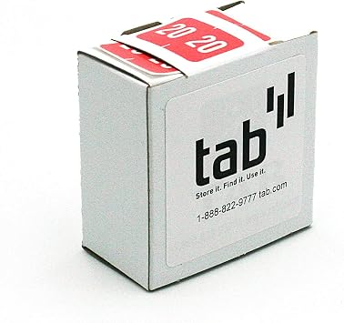 TAB 2 Digit Year Label, 2020, 1" High, Salmon - 500 Labels/Roll