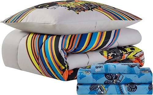 Miniatura 3 de Juego de ropa de cama para niños y niñas, juego de sábanas y edredón impresos, tamaño individual, camión monstruo