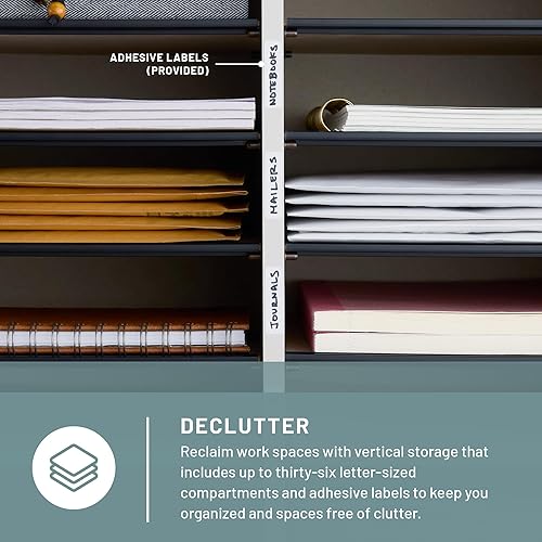 Vista 53 de Safco 9422GR - Organizador de papel y literatura ajustable de madera, 16 piezas ajustables, construcción duradera apilable, hogar, oficina, correo