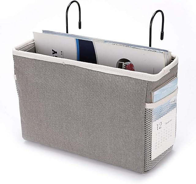 SUMNACON Bedside Hanging Storage Bed Pockets Baskets Dormitory Bed Organiser Caddy Desktop Storage Rack for Home Office School Dorm Room Bunk Bed (Grey)
