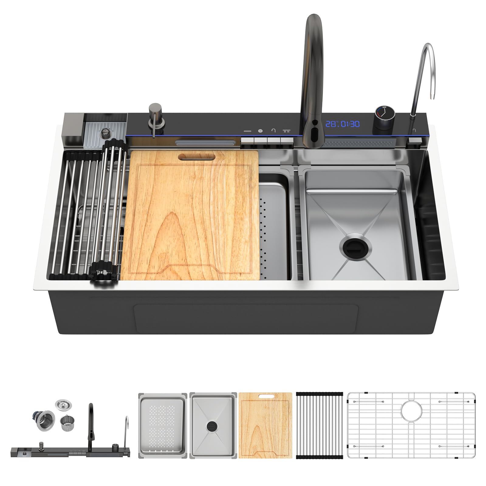 Kichae 36 inch Smart Waterfall Kitchen Sink