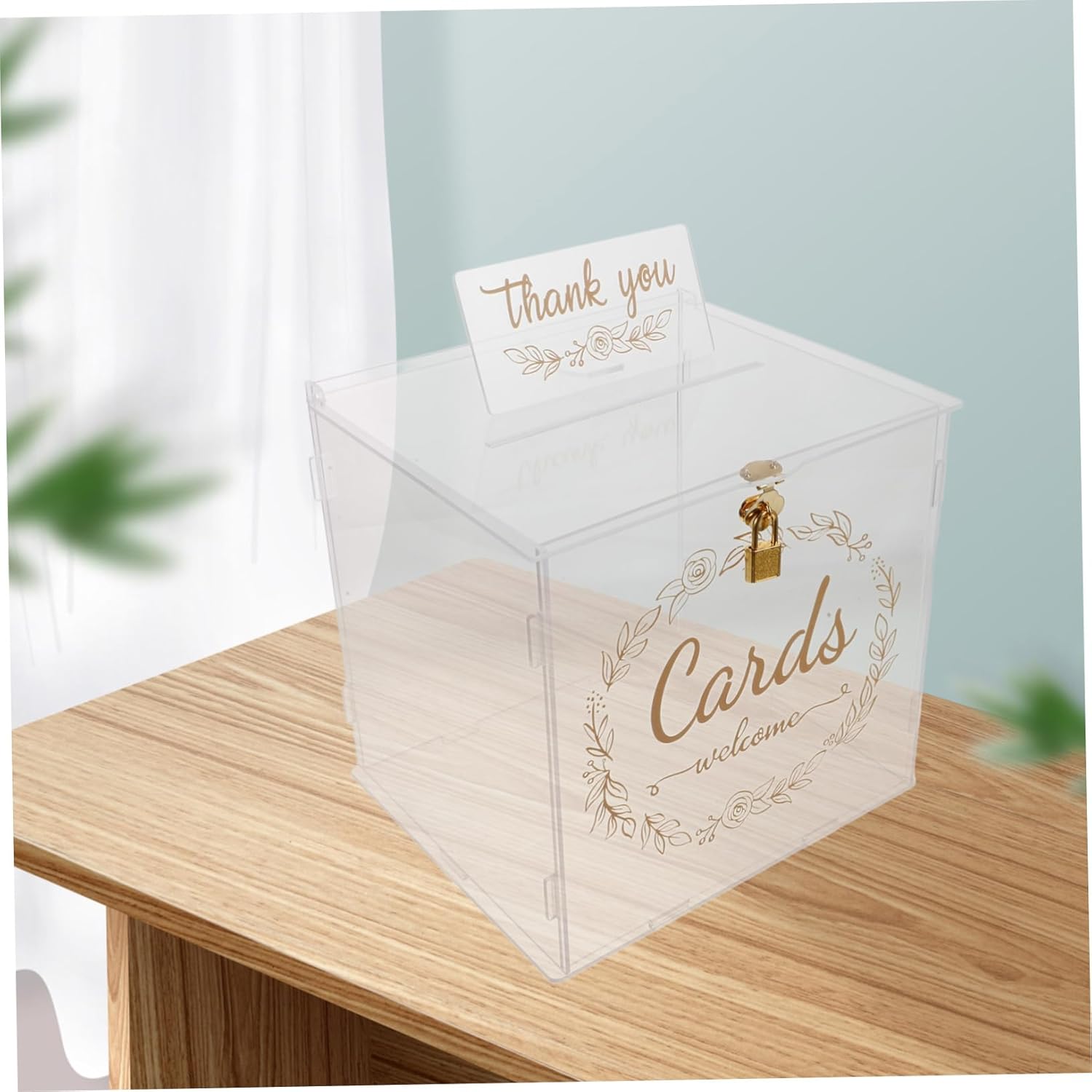 Wedding Money Box Acrylic Card Box with Lock Party Envelope Storage Elegant Decor