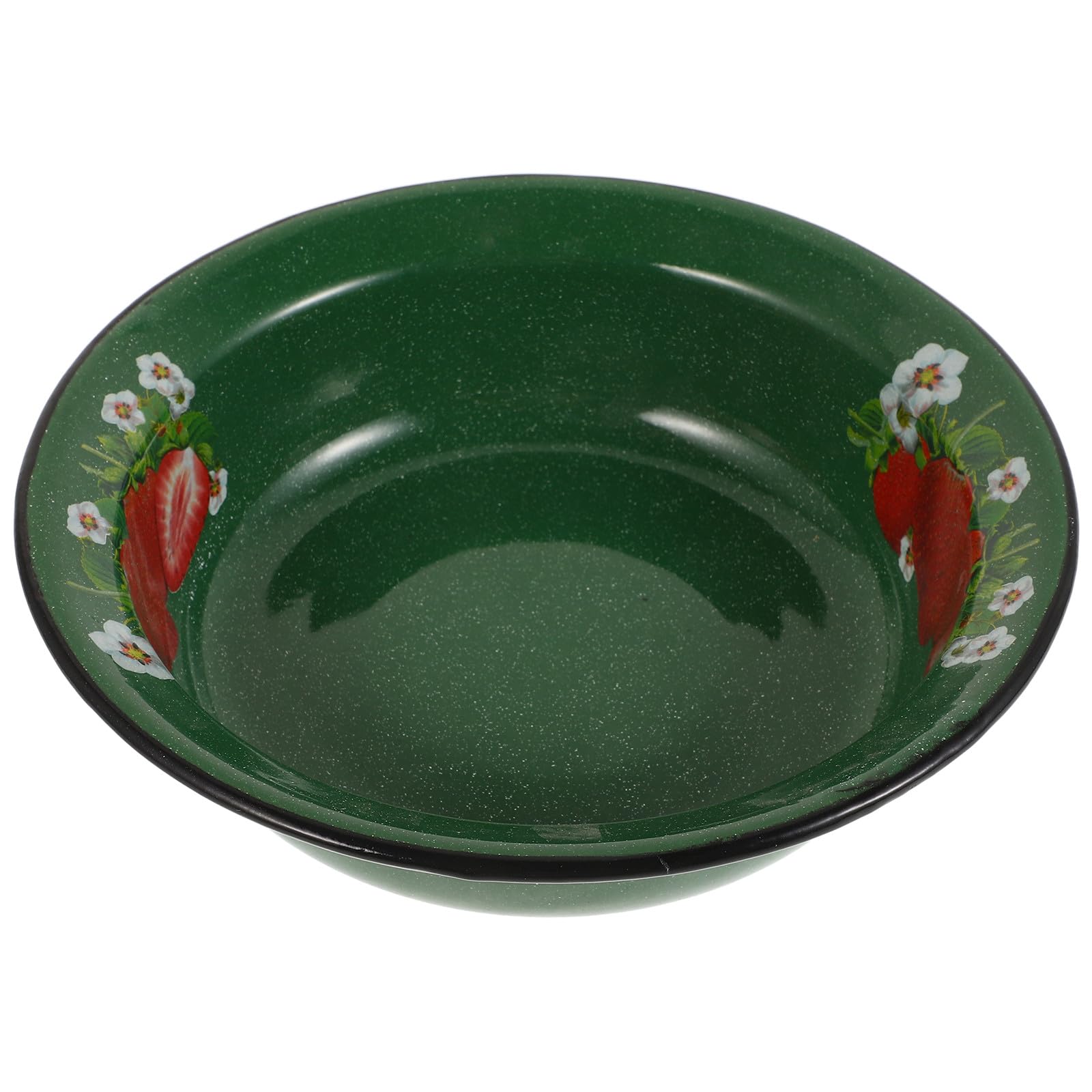 Cuenco Esmaltado de 22 Cm, Lavabo Multiusos para Lavar y Mezclar, Cuenco de Esmalte Verde con Motivos Punteados para Sopa, Fruta y Masa, Vajilla Rústica Adecuada para Cocina