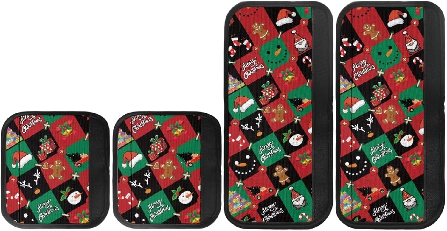Christmas Refrigerator Door Handle Covers Set of 4 Xmas Kitchen Decor Appliance Handle Anti-Dust Cloth for Fridge Microwave Dishwasher