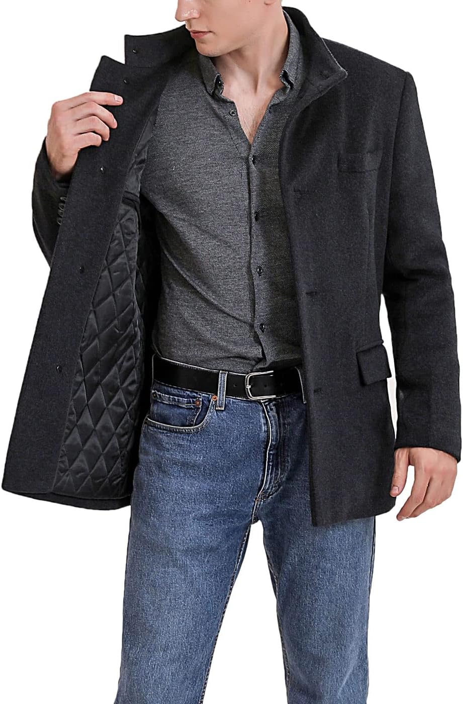 BGSD Men Perry Cashmere Wool Blend Single Breasted Walking Car Coat (Also available in Big and Tall)