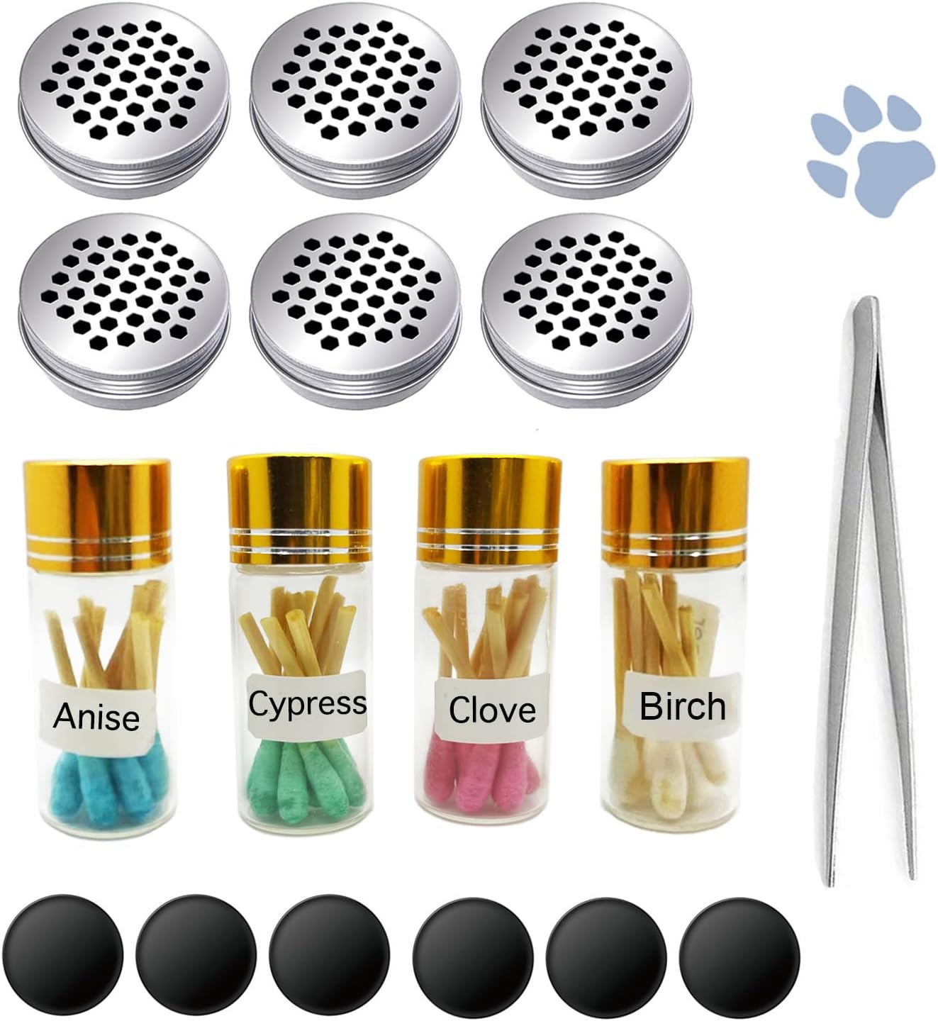 Dog Scent Work Tins Training Kit Nose Work Containers Magnetic dots Scent Work for Dogs Training Smell Aluminum Cans (6 tins+4 scent work kit)