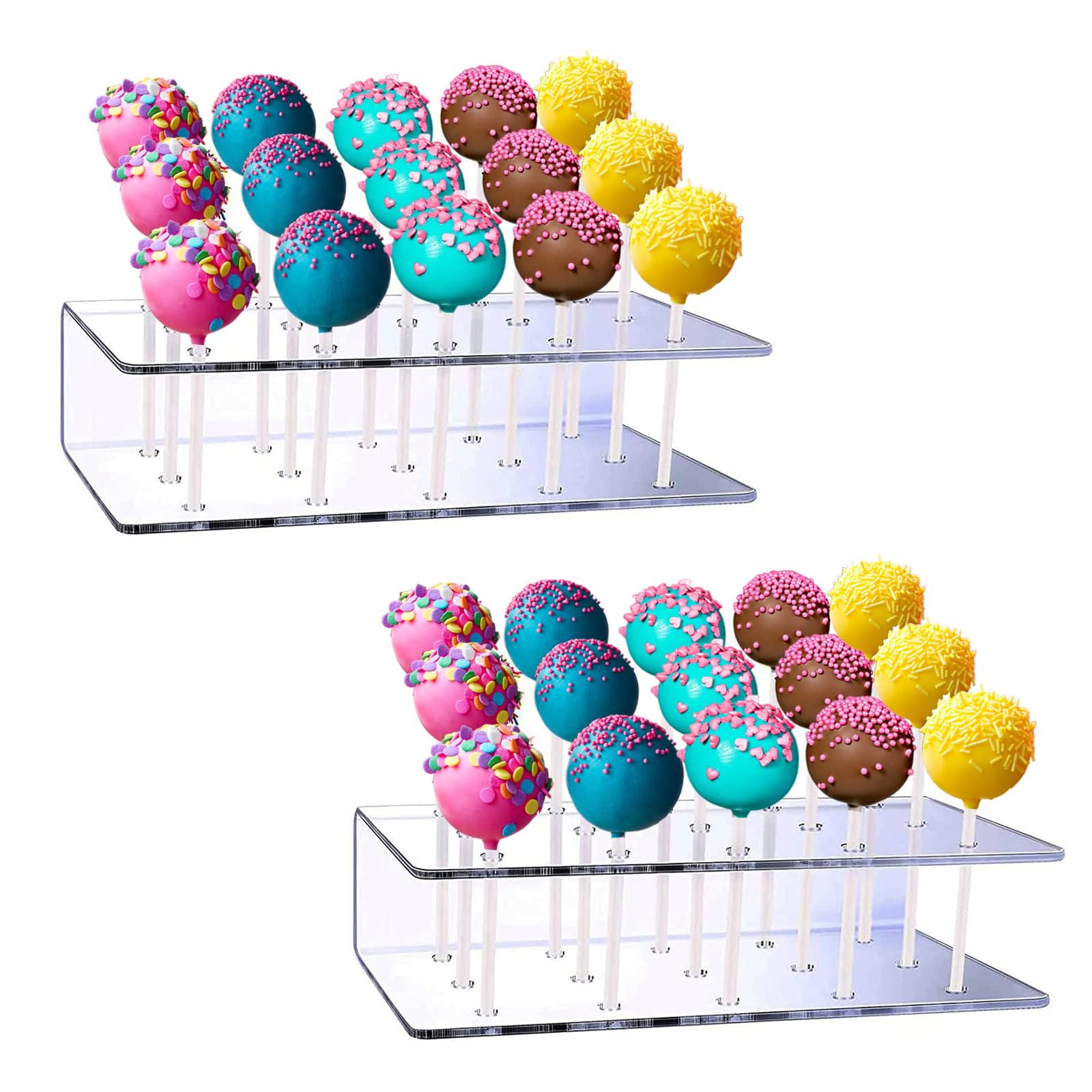 Clear Acrylic Lollipop Holder - 15 Hole Cake Pop Display Stand for Weddings, Birthdays, Parties - Candy Decorative Solution for Halloween Celebrations - Ideal for Showcasing Sweet Treats（2PCS）