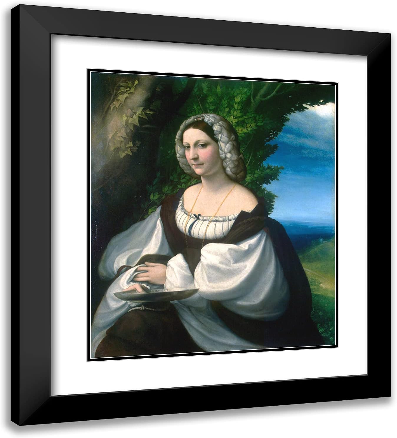 ArtDirect Correggio 20x22 Gold Ornate Framed Art Print with Double Matting Titled: Portrait of a Lady