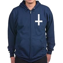 CafePress Upside Down Cross Zip Hoodie Dark Men's Dark Zip-Up Hooded Sweatshirt