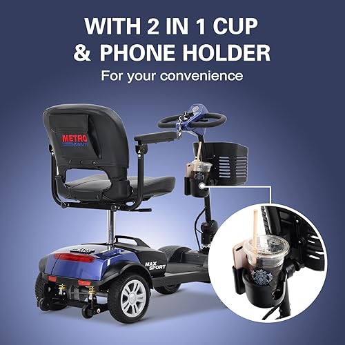 Miniatura 71 de Metro Mobility Patinetes de movilidad de 4 ruedas para personas mayores, scooter plegable de movilidad de 300 libras de capacidad para adultos