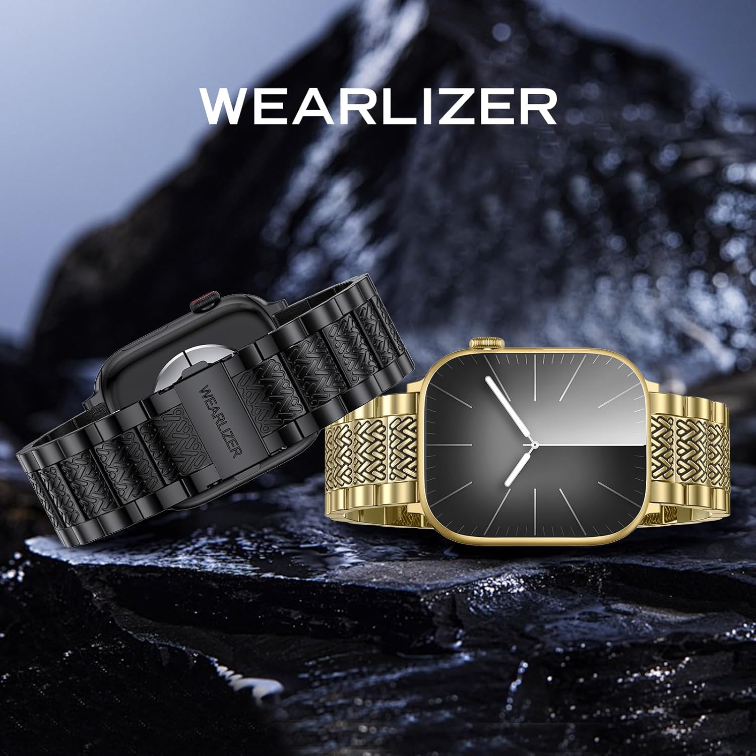 Wearlizer Stainless Steel Band Compatible with Apple Watch Band 49/46/45/44/42/41/40/38mm Men Women, Zigzag Weave Durable Metal Strap for iWatch Series 11 10 9 8 7 6 5 4 3 SE/Ultra 3 2 1 - Image 2