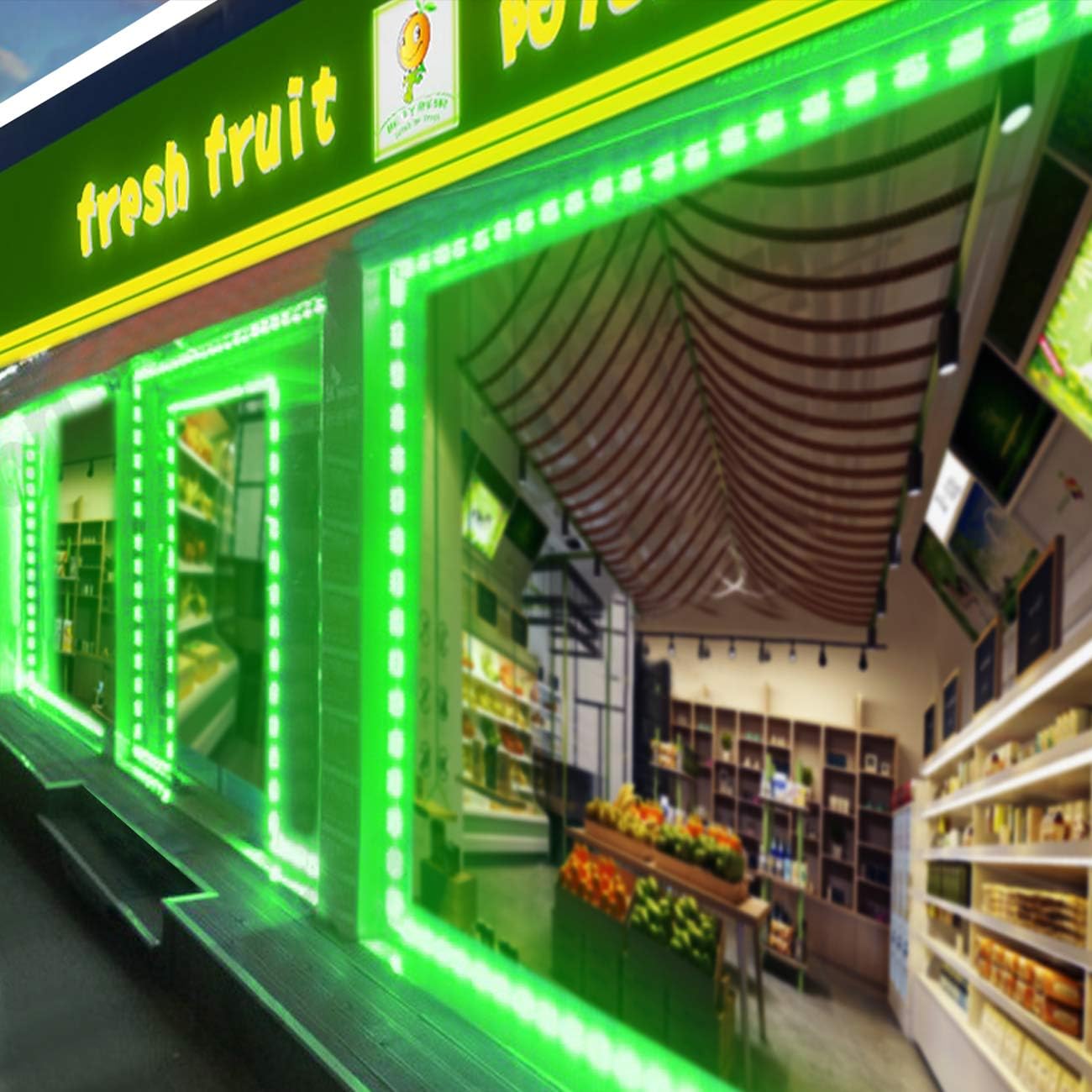 Upgraded LED Storefront Lights, 40 Ft 80 Pieces Waterproof Window Light 4 Sets 5054 Green LED Lighting Module Storefront Strip Lighting for Business Store Light Advertising Signs