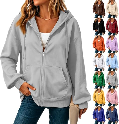 Light Weight Zip Up Hoodie Women Hooded Winter Oversized Y2k Sweatshirt | Cuff Ribbed Knit, Oversized Loose, Comfort Lightweight, College Sweatshirts, Streetwear Preppy College, Graduation Festive