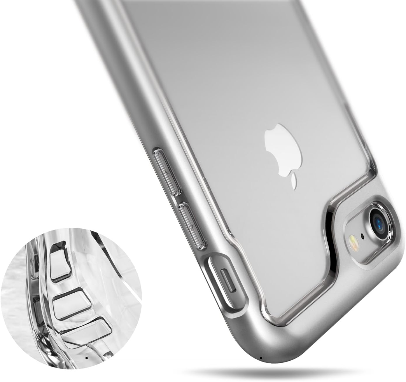 Caseology Skyfall for Apple iPhone 8 Case (2017) / for iPhone 7 Case (2016) - Clear Back & Slim Fit - Silver