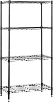 Amazon Basics 4-Shelf Adjustable Steel Wire Shelving Unit, 800 lb Capacity Garage Storage Rack, Black, Easy No-Tool Assembly