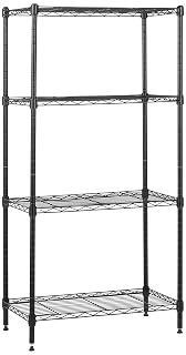 Amazon Basics 4-Shelf Steel Wire Storage Shelves for Garage, Adjustable Metal Shelving Unit, 200 lbs Per Shelf, 23.2" W x 48" H x 13.4" D, Black | Sturdy - Amazon product rated Grade A