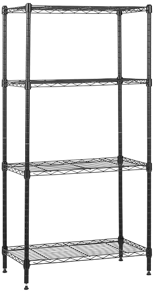 Amazon Basics 4-Shelf Steel Wire Rack 13 4 D x 23 2 W x 48 H in Black