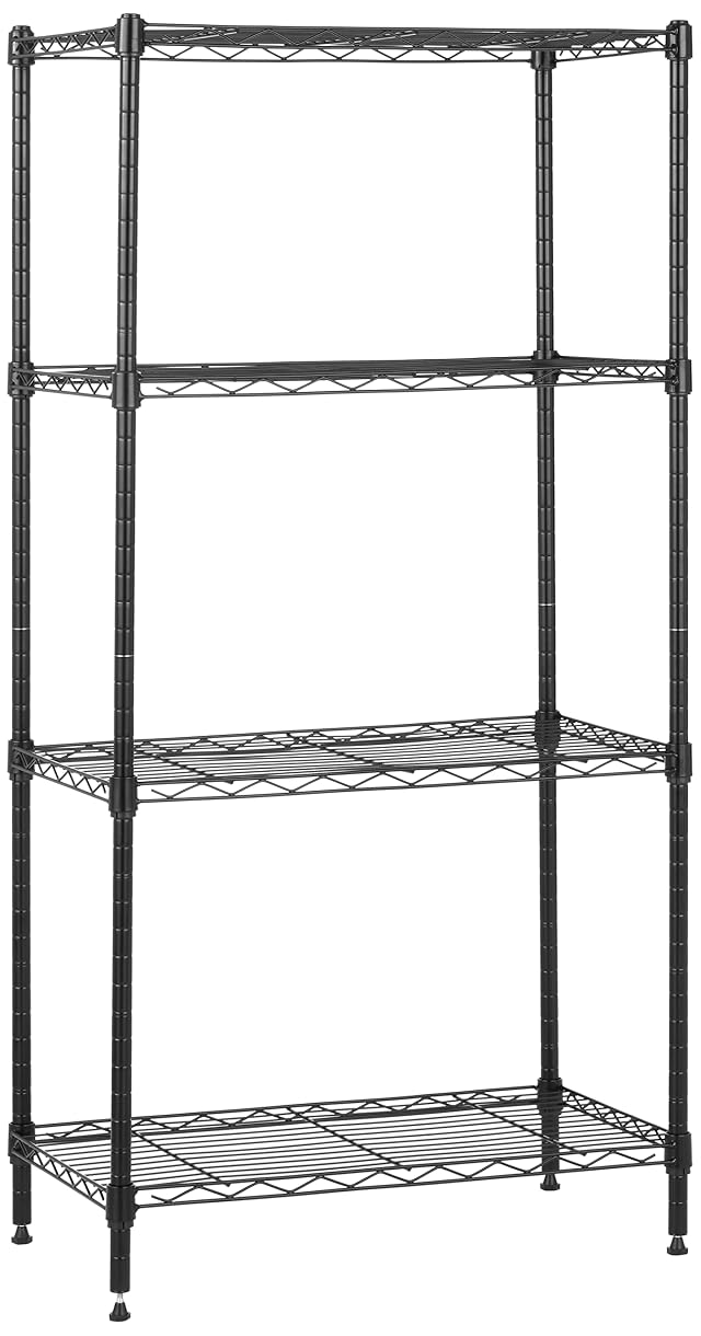 Amazon Basics 4-Shelf Steel Wire Storage Rack Adjustable Sturdy Easy Assembly 13 4 D x 23 2 W