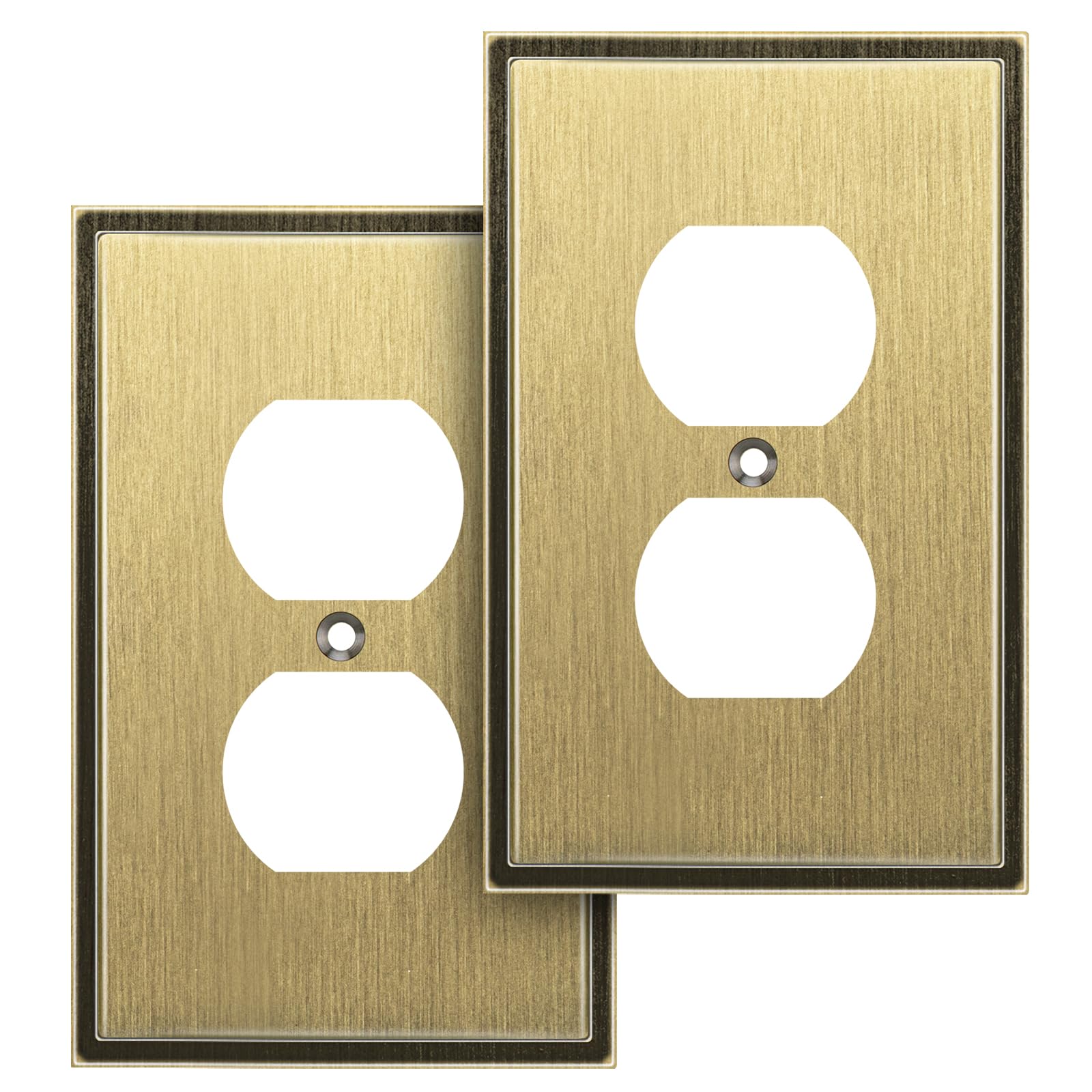 Henne Bery Soft Modern Decorative Wall Plate Switch Plate Outlet Cover (Single Duplex 2PK, Antique Brass)-image-22