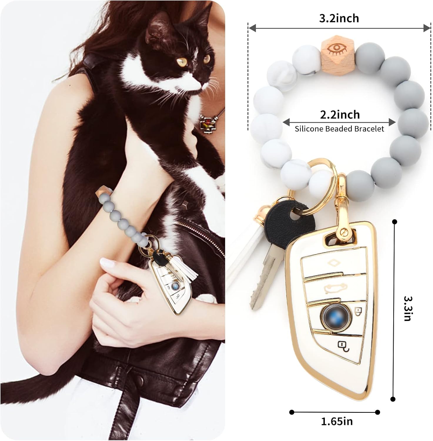 for BMW Key Fob Cover with Keychain. For BMW 1 3 5 6 7 Series 530 F48 X1 X2 X3 X4 X5 X6 (White-Model 1, Model 1) image 5