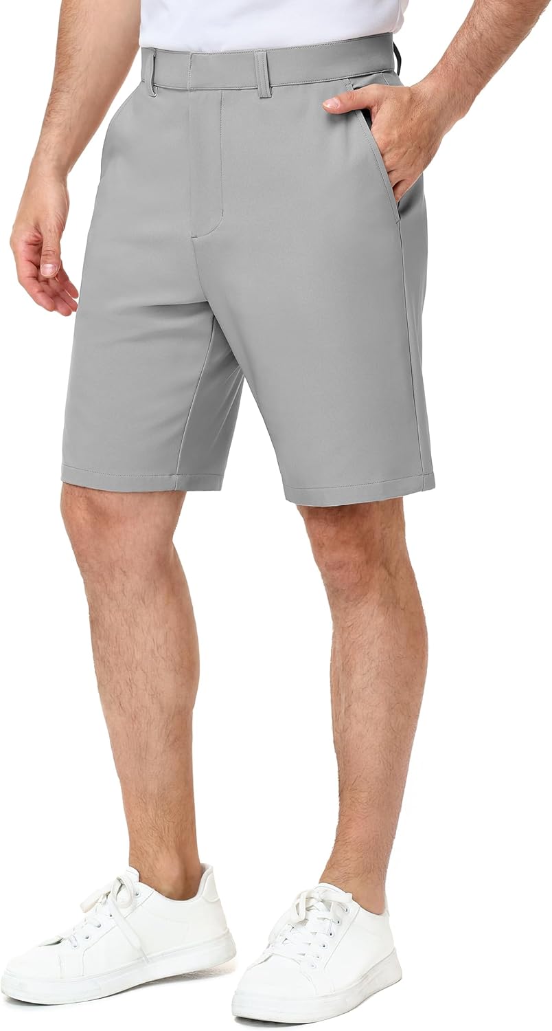 MIER Men's Golf Shorts 7" / 9" - Stretch Lightweight Work Dress Flat Front Shorts with 4 Pockets for Casual Travel Hiking