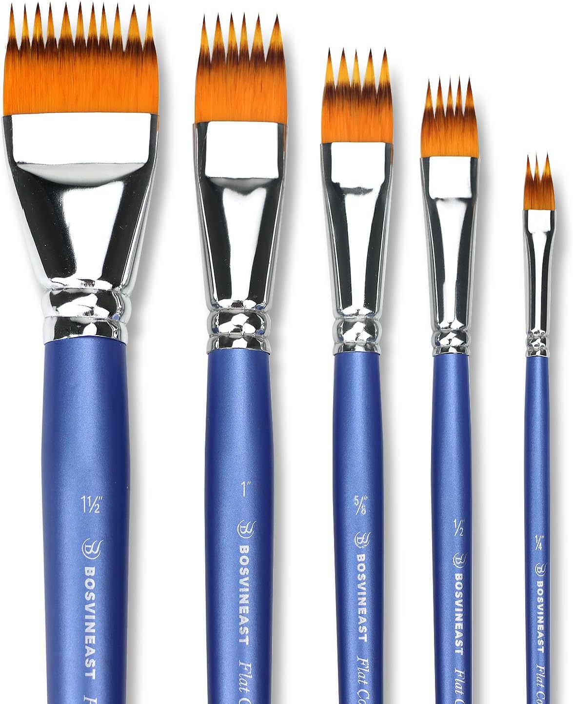 5PCS Grainer Brush Set – Flat Comb Rake Brushes for Acrylic Painting, Oil & Watercolor, Dual Layer Texture Paint Brushes for Wood Grain, Fur, Grass Effects, Short Handle