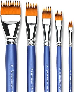 5PCS Grainer Brush Set – Flat Comb Rake Brushes for Acrylic Painting, Oil & Watercolor, Dual Layer Texture Paint Brushes for Wood Grain, Fur, Grass Effects, Short Handle