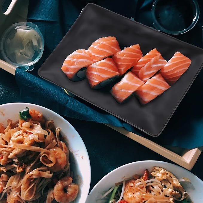 Platos de Sushi Reutilizables Rectangulares Negros 2pcs miniatura 6