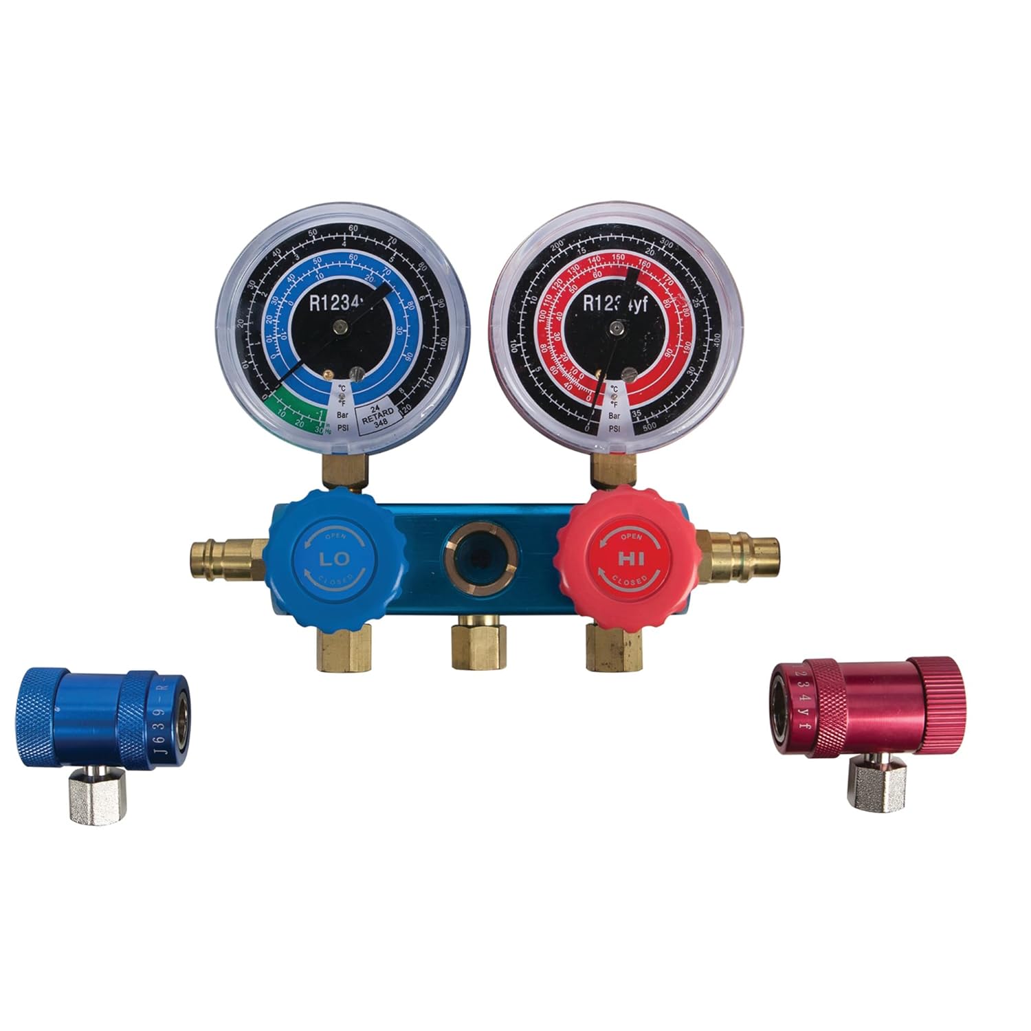 Performance Tool W89739 A/C Diagnostic Manifold Gauge Kit Air Conditioning Refrigerant Manifold Gauge for R1234YF