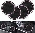 4 Pack Car Coasters, Universal Vehicle Bling Car Coaster, Cute Rhinestone Coaster for Cup Holders,Interior Accessories 2.75'' Silicone Anti Slip Car Coasters for Women (Pink Crystal Circle)