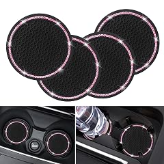 4 Pack Car Coasters Universal Vehicle Bling Car Coaster Cute Rhinestone Coaster for Cup Holders Interior Accessories 2
