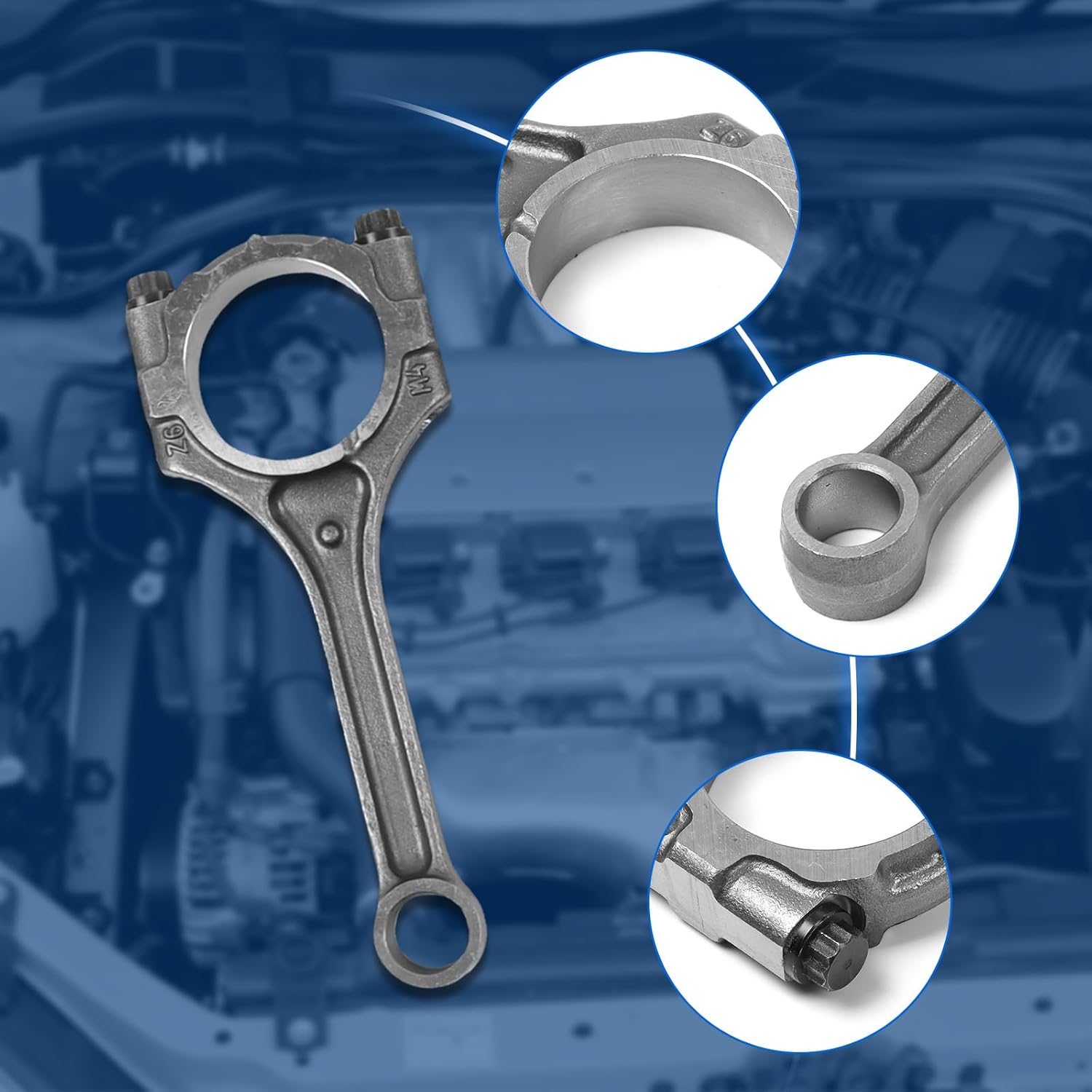 G4FG 23510-2B000 Engine Connecting Rods 4pcs Fit for 2012-2016 Accent Rio Veloster 1.6L, Replace OE G4FG 23510-2B000 23510-2B010