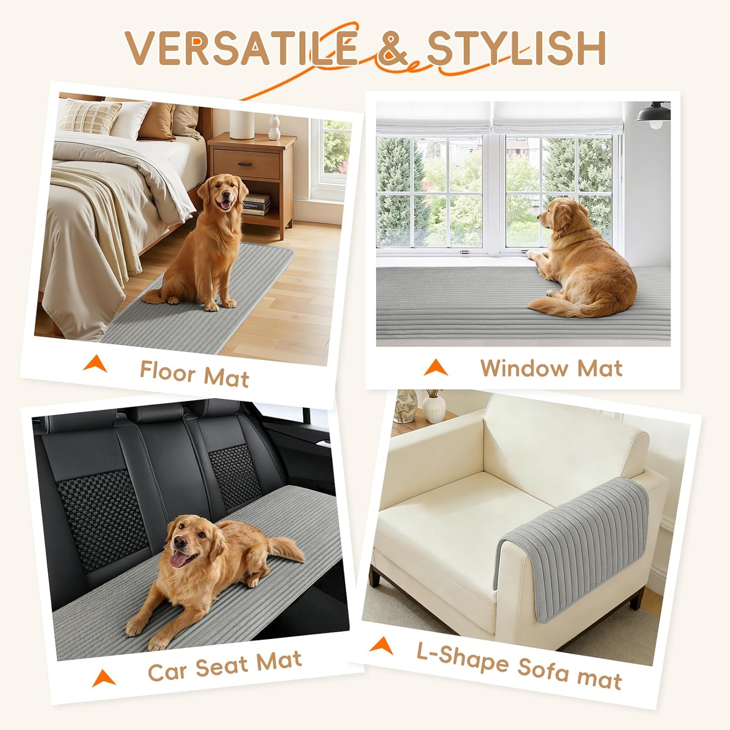 Arfntevss Dog Couch Cover Washable Sofa Covers Pet Friendly Fuzzy Single Chair Cover Plush Anti-Slip Cushion Slipcover Armrest Backrest Furniture Protector (Fleecy Stripe Silver Gray, 35.5" x 35.5")