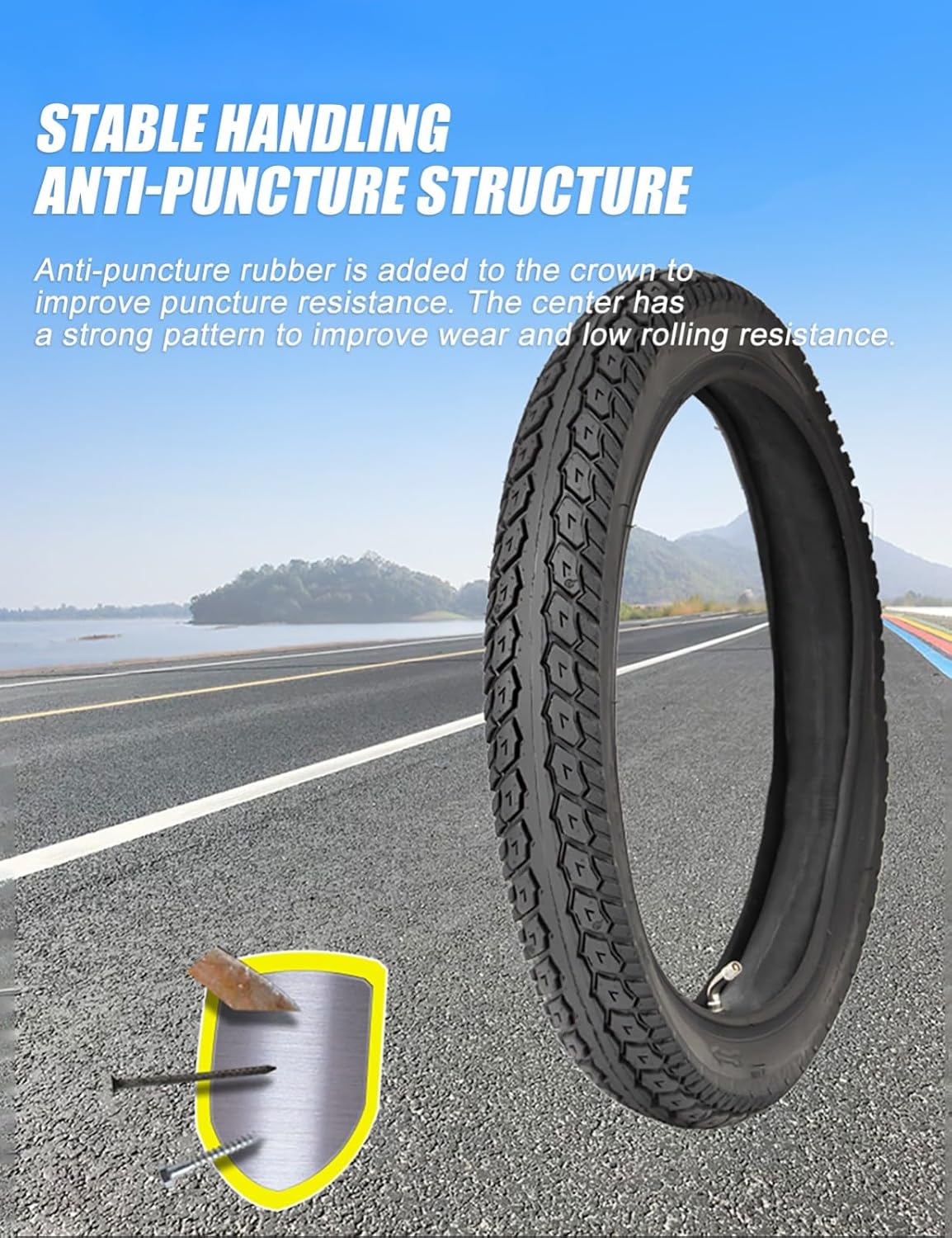 18" Tire Tube Set 18X2.125/2.50/3.0 and 18 Inch Folding Bicycle Replacement Tire Fit 18x2.125/18x2.50/18x3.0 for Cycling Road, Electric Bike, MTB Bicycle Tires and Tubes