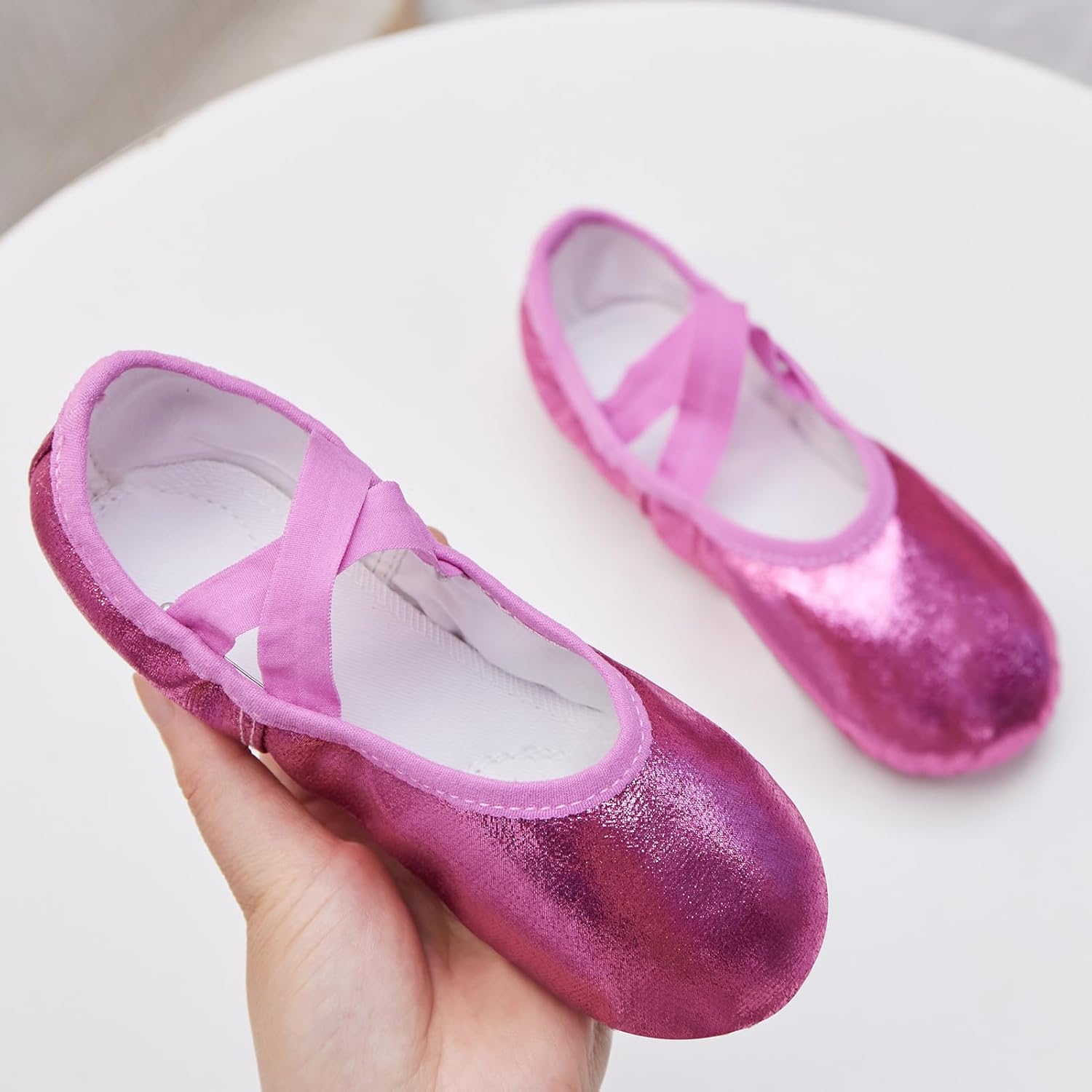 Phineein Girls Ballet Shoes for Girls Split-Sole Toddler Glitter Flats for Kids Dance - Image 2