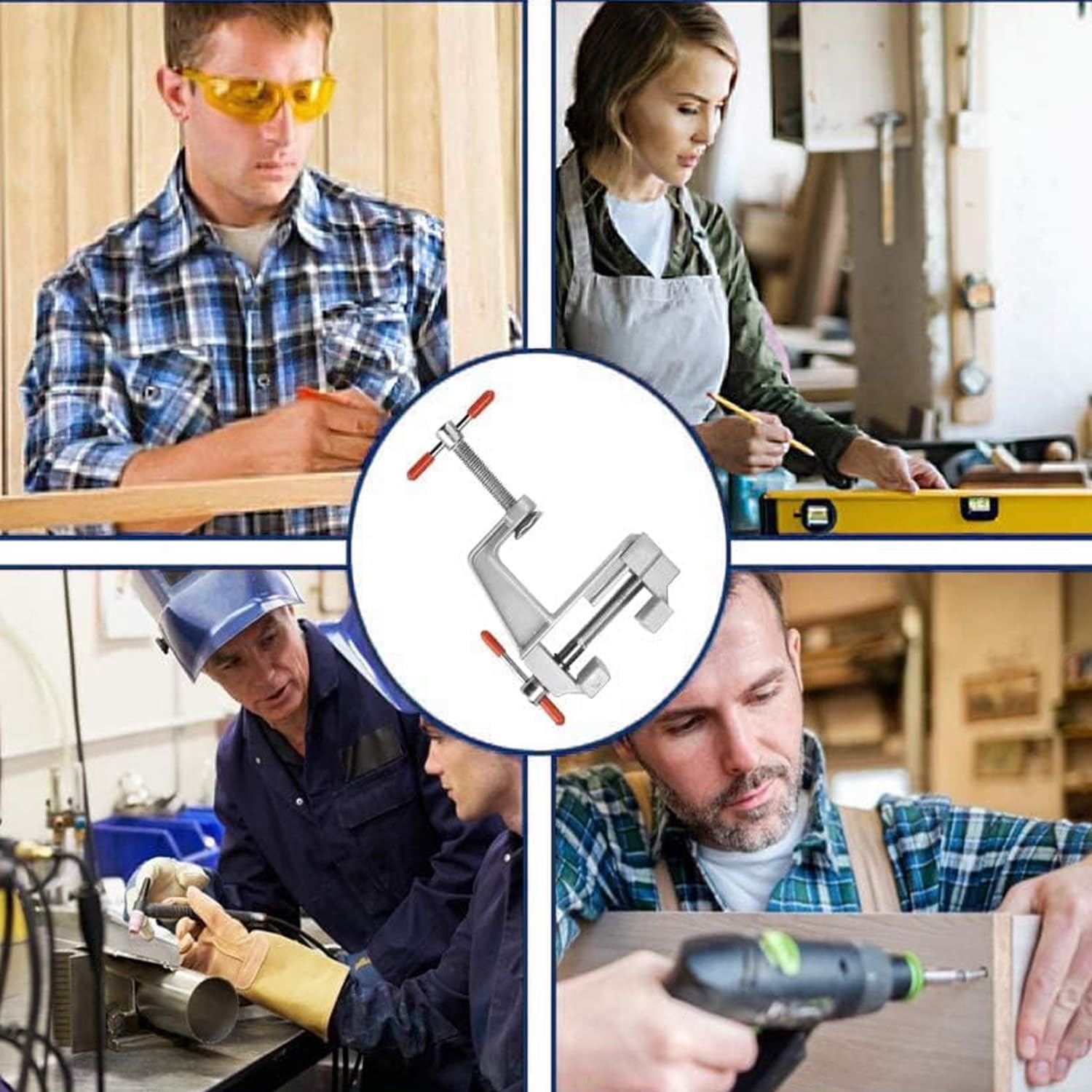 1 Pcs Bench Clamps, Universal Table Vice, Aluminium Alloy Vice, Pequeña Vise, 360 Grados de Rotación, Table Bench Vice, Mini Clamp Piana, Clamps de Trabajo Ajustables, para Fijación (Plata)