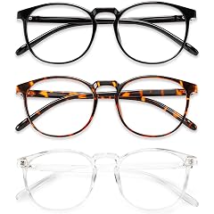 Przene 3 Pack Blue Light Blocking Glasses Women Men Retro Round Computer Glasses Anti Eye Strain UV Glare