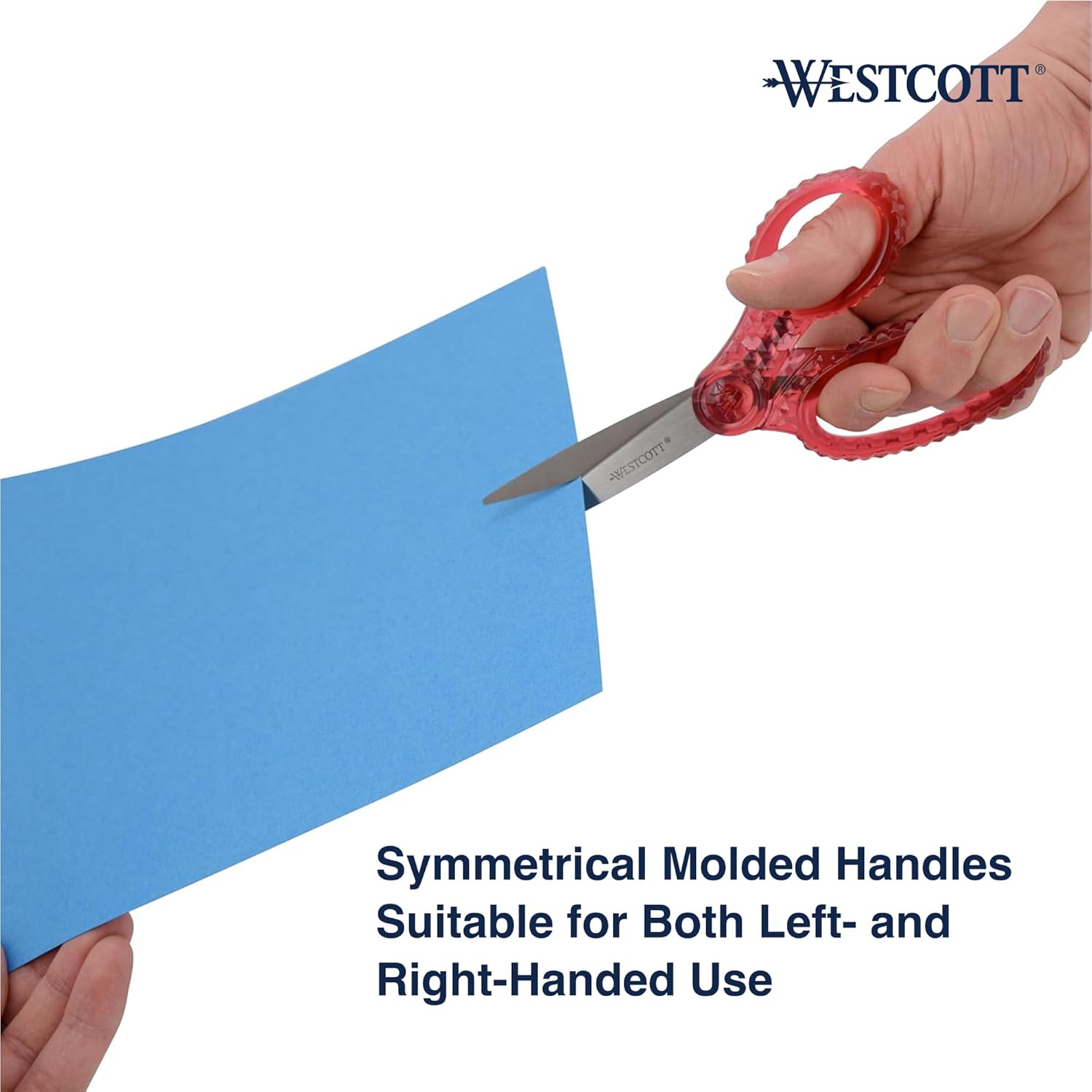 Westcott GEM Crystal-Design 7-Inch Pointed Student Scissors for Ages 12+, Classroom Essential with Comfortable Grip, Ideal for Left or Right Hand, Back to School, School Supplies, Pink