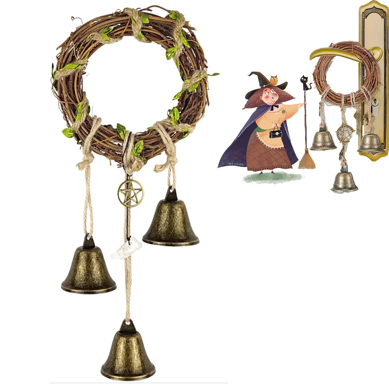 Amazon.co.jp: 魔女の保護ベル魔女の鐘、手作りの魔術の装飾魔法の風鈴