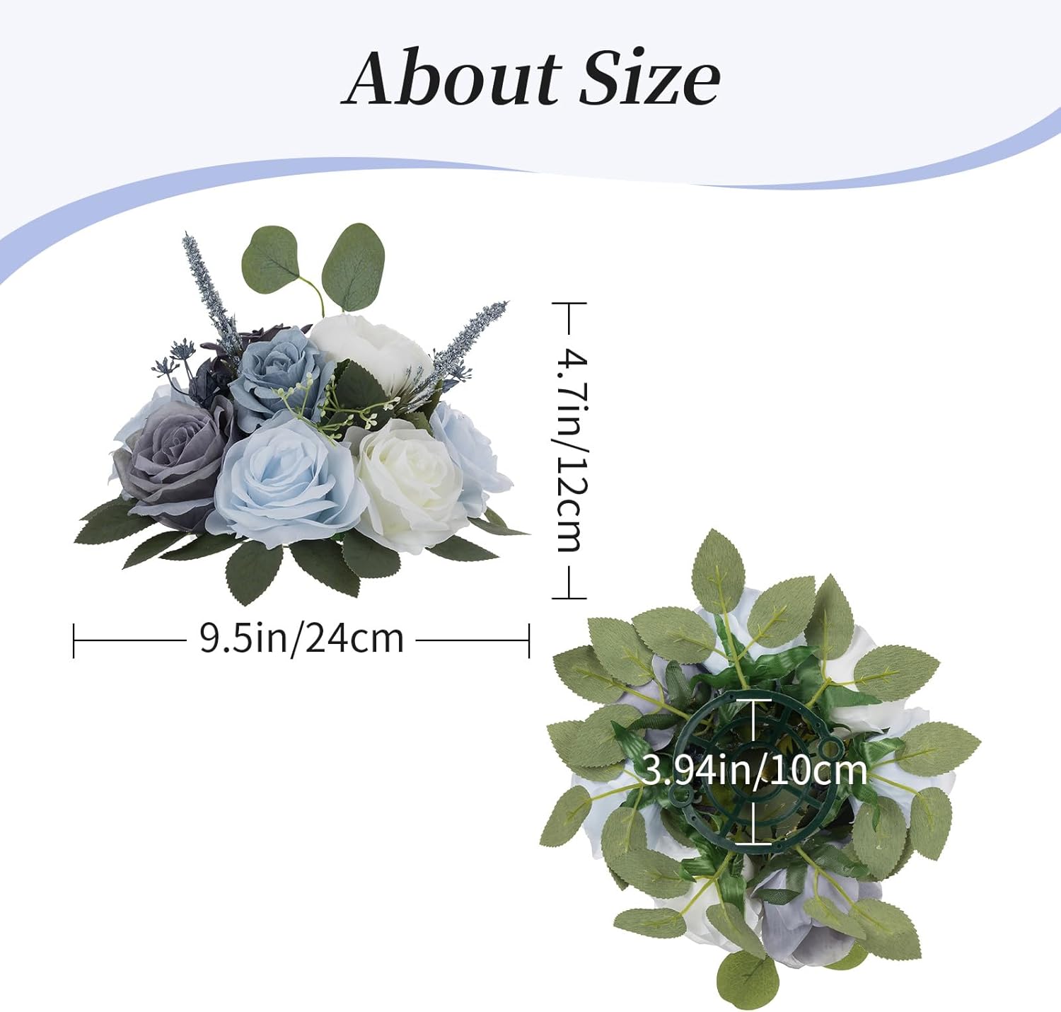 BLOSMON Artificial Flowers Ball Wedding Centerpieces 2 Pcs Dusty Blue Rose Artificial Flower Center Pieces Decoration for Table Silk Kissing Ball Floral Bouquet Arrangements Home Party DIY Decor - Image 5